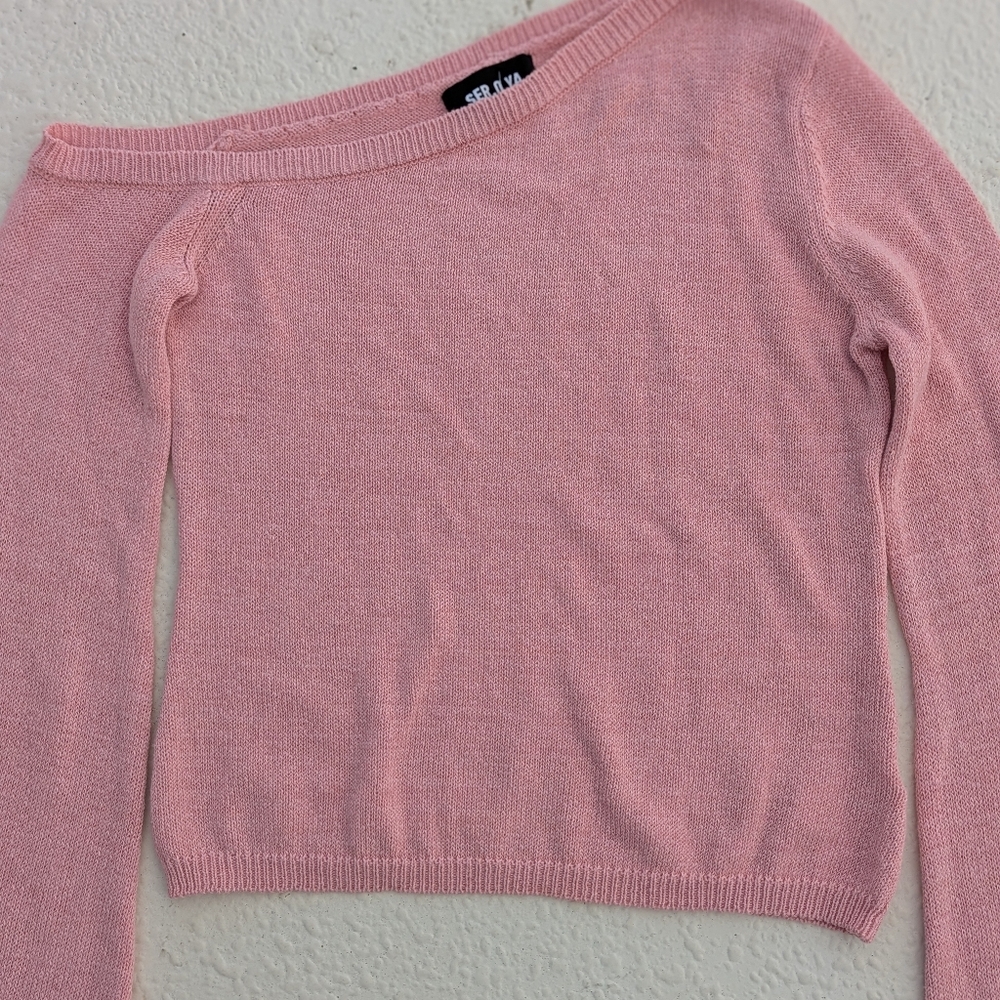 SER.O.YA | Alivia Knit Top Pale Blush Pink Size XL Retrofete Euro Chic Cropped - Picture 6 of 16